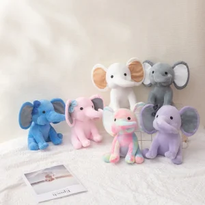 Alternative view of Mjukt, sött och fluffigt elefant gosedjur i rosa, blå, lila och regnbågsfärger, 25 cm