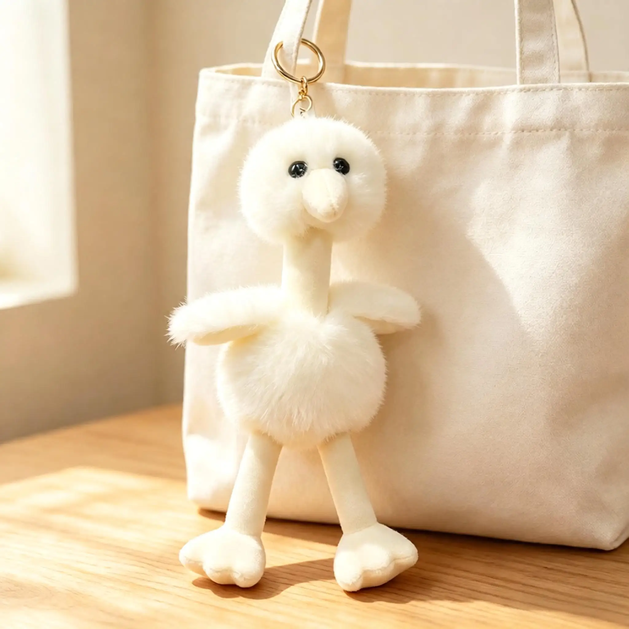 Söt och fluffig strutsfigur 20 cm som ryggsäcks- och väskhänge, dekoration för skrivbord 9 Söt och fluffig strutsfigur 20 cm som ryggsäcks- och väskhänge, dekoration för skrivbord - Bild 9
