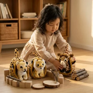 Kawaii-gosedjur i form av söta djurfigurer, små och mjuka, med bo-väska, 18 cm