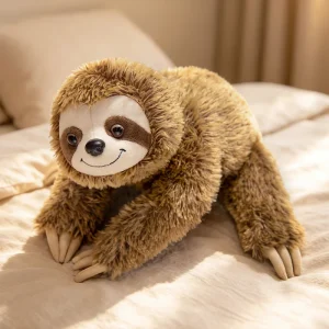 Fluffiga gosedjur i flera figurvarianter med leende och sittande eller liggande pose