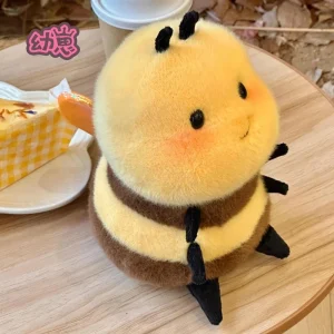 Kawaii-stil på gult bi gosedjur med höglandsprägel och springande pose, 20–60 cm
