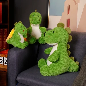 Sött grönt dinosauriegosedjur med avokadoryggsäck och skogsdjurstema, 25–48 cm