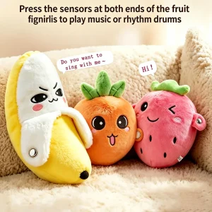 Bananformat gosedjur i kawaii-stil med musik, beatljud och induktionsaktivering