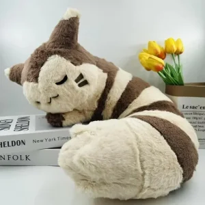 Söt och mjuk Pokémon-Furret-nackkudde samt lång kroppskudde för sovrum, 45 cm