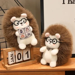 Brunt, fluffigt Hedgehog gosedjur med tecknad design och stående form, 23–40 cm