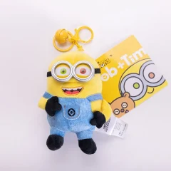 Minions tecknade plyschfigur som kawaii-nyckelring, hänge för ryggsäck och present
