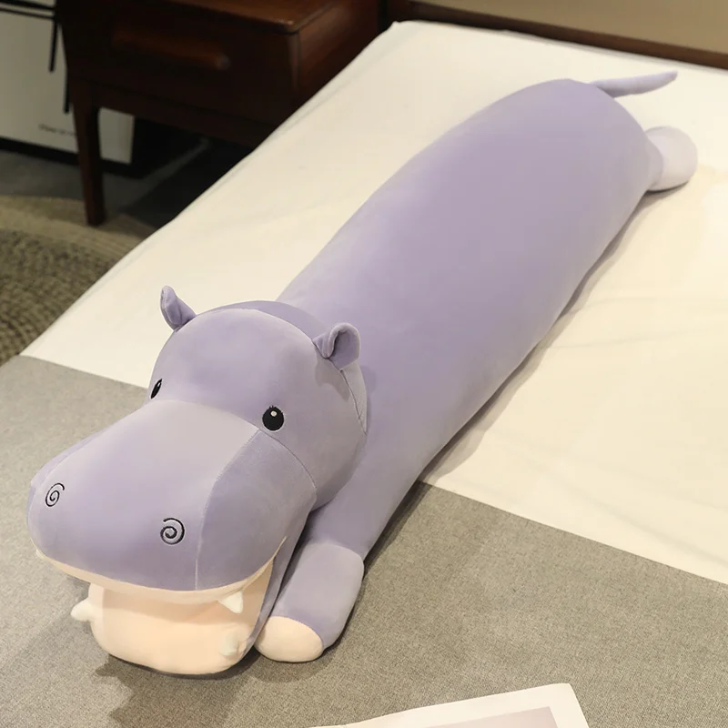 Hippo gosedjur som lång kramkudde och ryggkudde, tecknad kawaii-design för sovrum 8 Hippo gosedjur som lång kramkudde och ryggkudde, tecknad kawaii-design för sovrum - Bild 8