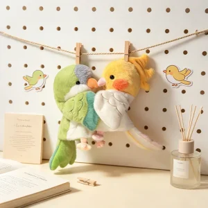 Parrot gosedjur, Multicolor: green, blue, gray and yellow och tecknad, 20 cm