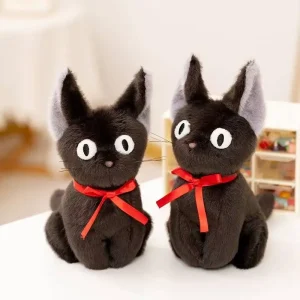 Alternative view of Svart katt gosedjur med kawaii-inspirerad häxdesign, handgjord animefigur för barn