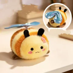 Bee gosedjur med flaxande kabelvingar, söt kawaii-figur i tecknad anime-stil