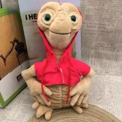 ET gosedjur från E.T. the Extra-Terrestrial med röd rock i tecknad anime-stil