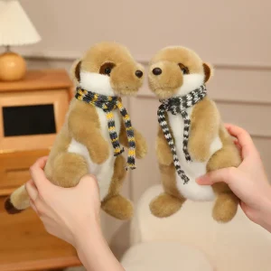 Meerkat gosedjur med realistisk, fluffig surikatdesign som mjuk vilddjursleksak, 22 cm