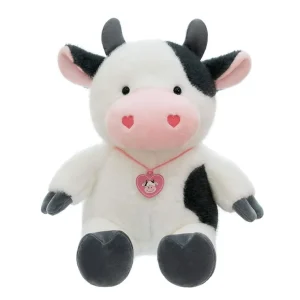 Tecknad och verklighetstrogen ko-docka i kawaii-stil, fluffig och mjuk födelsedagspresent