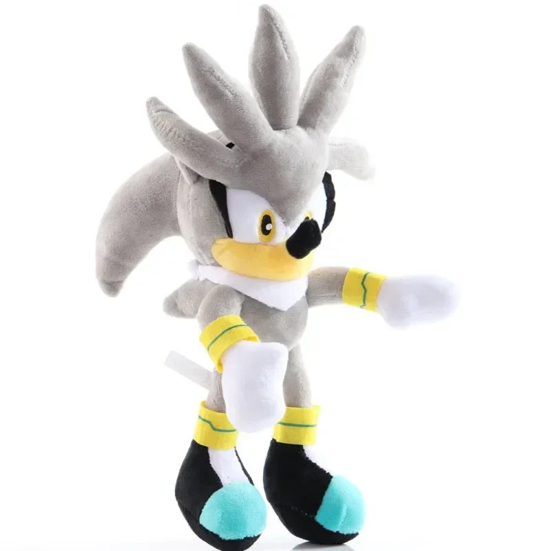 Sonic the Hedgehog gosedjur som actionfigur och nyckelring, mjuk modell, 28 cm 32 Grå spikig igelkottsfigur med gula band och turkosa detaljer.
