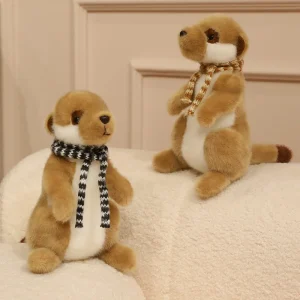 Meerkat gosedjur med realistisk, fluffig surikatdesign som mjuk vilddjursleksak, 22 cm