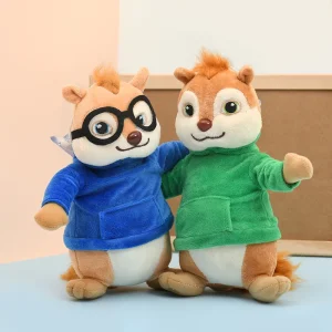 Alvin and the Chipmunks-karaktärer gosedjur, i fluffig kawaii-stil som 3-pack, 20 cm