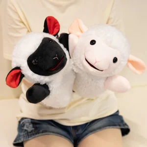 Får gosedjur som interaktiv handdocka med get-, lamm- och alpackamotiv i kawaii-stil