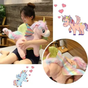Kawaii enhörning gosedjur med vingar och fluffig man, mjuk kudde och födelsedagspresent 13 Kawaii enhörning gosedjur med vingar och fluffig man, mjuk kudde och födelsedagspresent