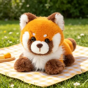 Animeinspirerat panda gosedjur som röd tvättbjörn, kawaii figur med fluffigt hår 9 Animeinspirerat panda gosedjur som röd tvättbjörn, kawaii figur med fluffigt hår