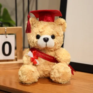 Björn gosedjur, Doctor-themed, wearing a doctor hat och söt, 18 cm