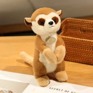 Meerkat gosedjur i naturtrogen lemurdesign, mjukt anime-djur för skrivbord och barn
