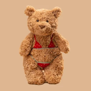 Bartholomew Bear som björn gosedjur i humoristisk tecknad stil med bikini, 28–47 cm