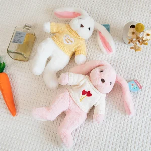Kawaii kanin gosedjur med långa öron, sovande tecknad kramkudde som födelsedagspresent 24 Kawaii kanin gosedjur med långa öron, sovande tecknad kramkudde som födelsedagspresent