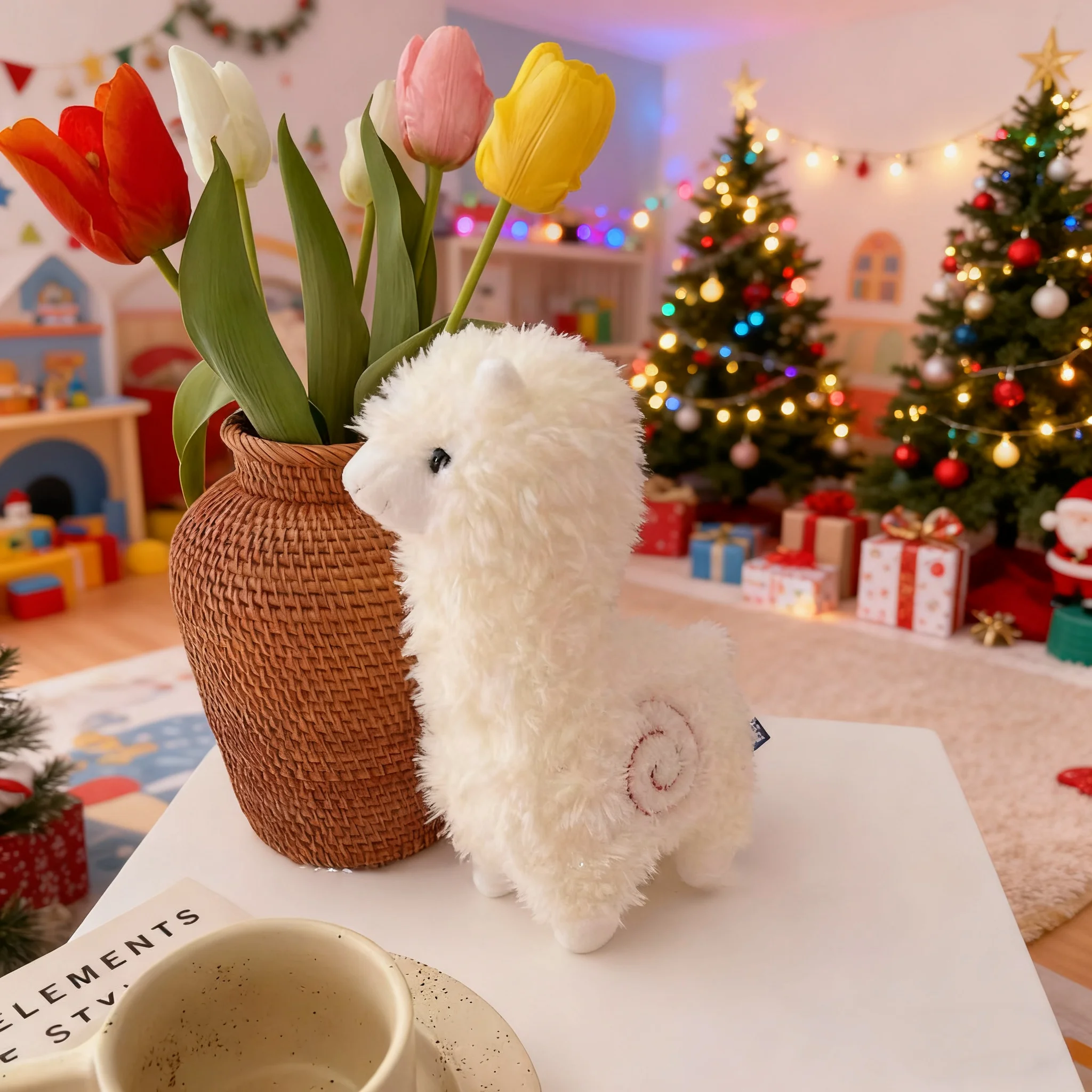 Får gosedjur, söt och fluffig, fluffigt alpaca alpaka lamadrag, 28 cm 5 Får gosedjur, söt och fluffig, fluffigt alpaca alpaka lamadrag, 28 cm - Bild 5