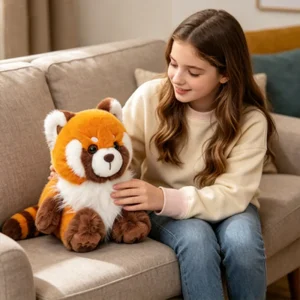 Animeinspirerat panda gosedjur som röd tvättbjörn, kawaii figur med fluffigt hår 10 Animeinspirerat panda gosedjur som röd tvättbjörn, kawaii figur med fluffigt hår
