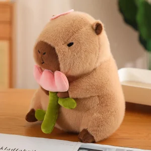 Dinosaurie gosedjur med capybara i cosplaydräkt, bröd-, enhörnings- och fågelmotiv