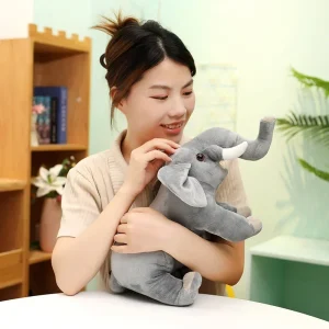 Elefant gosedjur, mjuk och Gray, stor modell känsla uppåtböjd, 30–40 cm