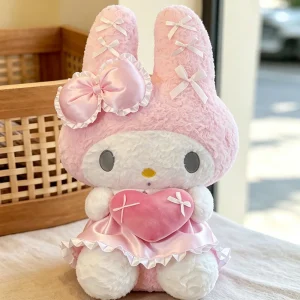 Hello Kitty gosedjur med My Melody, rosa plyschkudde med spets och hjärta, 40–60 cm 13 Hello Kitty gosedjur med My Melody, rosa plyschkudde med spets och hjärta, 40–60 cm