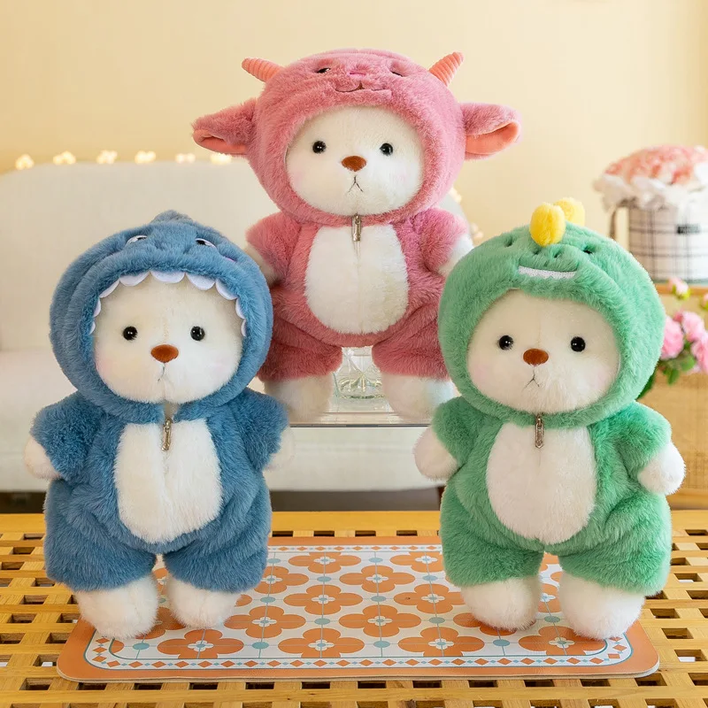 30–40 cm kawaii björn gosedjur i kläder, dockformat med tecknad stil för barn 24 Tre björn gosedjur i färgglada kläder.