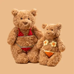 Bartholomew Bear som björn gosedjur i humoristisk tecknad stil med bikini, 28–47 cm
