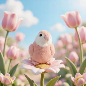 Mjuk, hudvänlig kawaii-figur: parrot gosedjur med spöklik och humoristisk stil