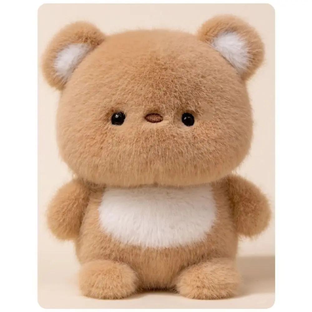 Björn och elefant gosedjur som plyschkudde, Super mjuk och Fashion, 16 cm 49 Visa den sittande beige nallefiguren framifrån med vit bringa.