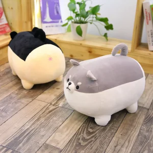Shiba Inu-hund gosedjur i tecknad stil, mjuk plyschkudde för huvudstöd, 40–50 cm
