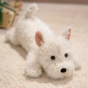 42 cm vit West Highland Terrier-valp som ett hund gosedjur med fluffig päls