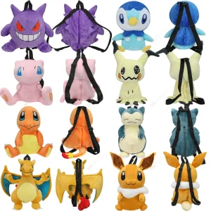Animeinspirerad Pokémon-ryggsäck med Gengar, Charizard, Piplup, Eevee och Mimikyu