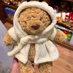 Kanin och björn gosedjur, kanin hood and bathrobe och söt, mjuk nalle klädd kaninhuva