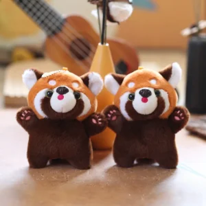 Söt röd panda och tvättbjörn i tecknad stil, hängfigur och nyckelring för ryggsäck 9 Söt röd panda och tvättbjörn i tecknad stil, hängfigur och nyckelring för ryggsäck
