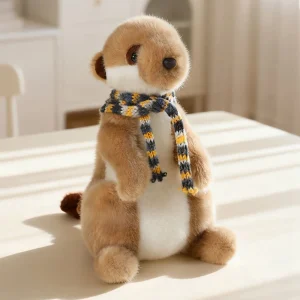 Meerkat gosedjur med realistisk, fluffig surikatdesign som mjuk vilddjursleksak, 22 cm