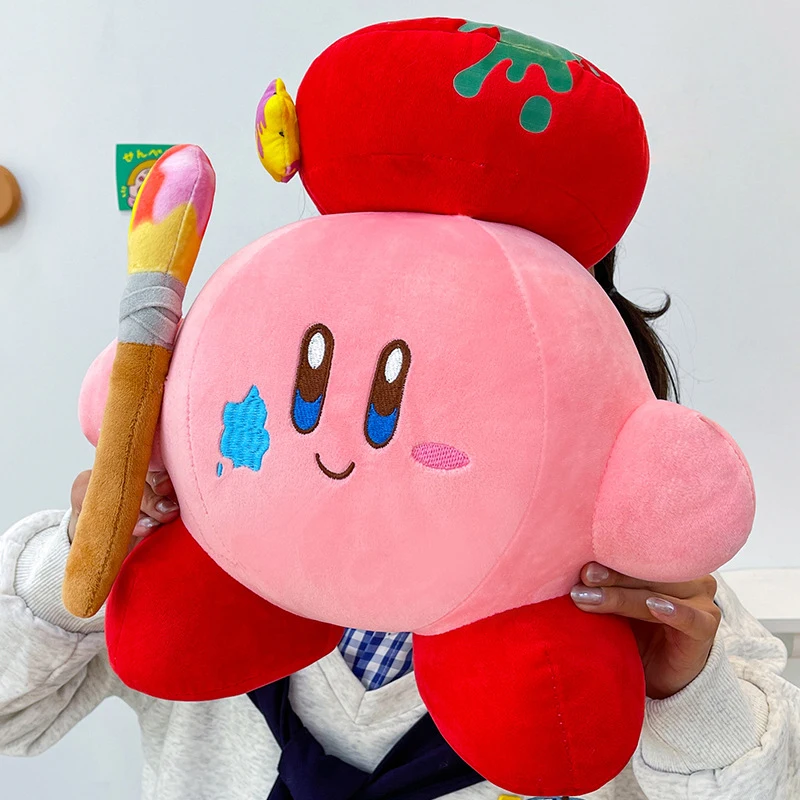 Kirby gosedjur 35–55 cm, stort och sött rosa kramgosedjur i tecknad anime-stil för barn 20 Kirby-gosedjur med rosa kropp, röd hatt och pensel.