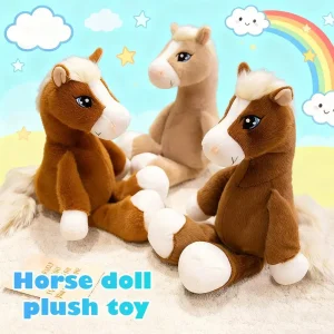 Mjukt horse gosedjur för barn, 22 cm, med stora ögon och söt klassisk design