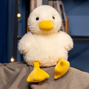 Anka gosedjur som gul sittkudde i söt tecknad kawaii- och animestil, 20–40 cm