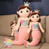 Sött sjöjungfru gosedjur i kawaii-stil, kronprydd kudde för barn, 60–130 cm