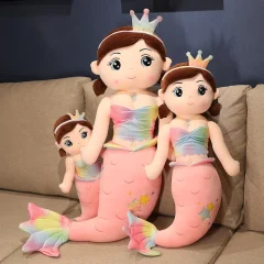 Sött sjöjungfru gosedjur i kawaii-stil, kronprydd kudde för barn, 60–130 cm