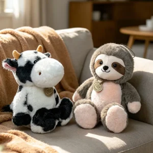 Lejon och groda gosedjur i kawaii-stil som tecknad plyschkudde med springmotiv, 30 cm