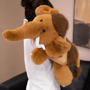 35 cm brunt mammutgosedjur i kawaii-stil, mjukt elefant gosedjur med lång snabel