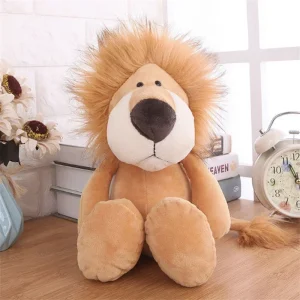 Kawaii hund gosedjur och mjuka djurfigurer med lejon, elefant, tiger, räv, apa och hjort